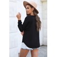 thumbnail image 3 of Melyum Women's Long Sleeve Tops Pullover with Buttons Down Casual Loose Fit V-Neck loose fit tops, 3 of 5