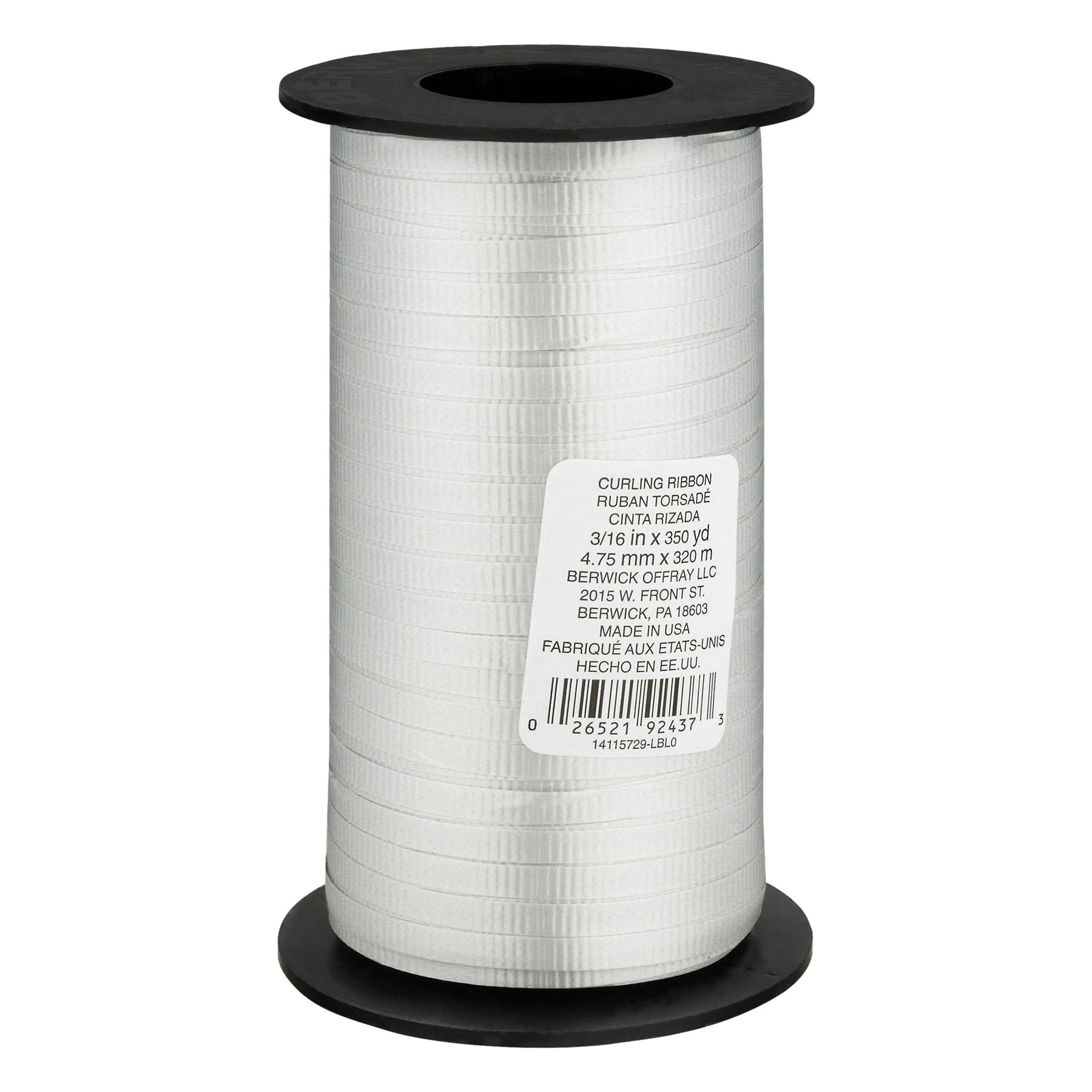 Berwick 3" x 16" Silver Curling Ribbon 350 Yards in Decorative Gift Wrap Accessory