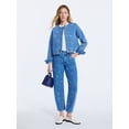 thumbnail image 3 of Free Assembly Women's and Women's Plus Embroidered Mid Rise Cropped Barrel Jeans, Sizes 0-26W, 3 of 6