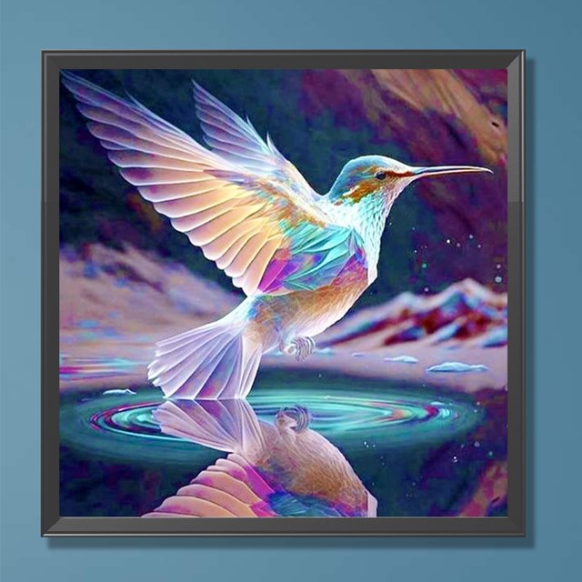 Cuadros Decorativos 5D DIY completo redondo taladro parcial AB taladro diamante pintura pájaro decoración 35x35cm Wdftyju embutido en tela