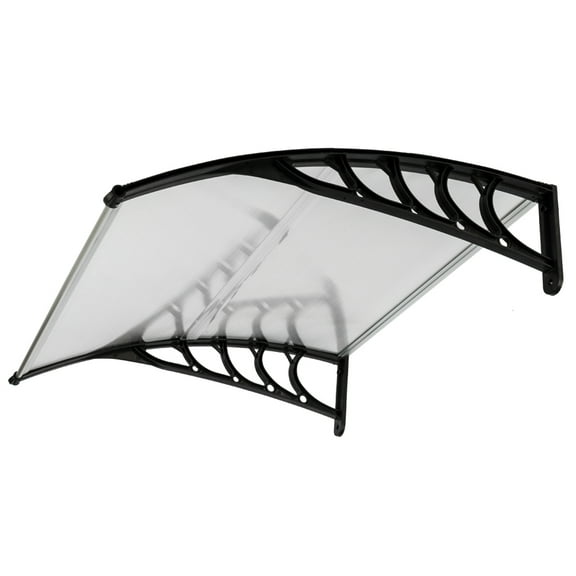 HiiKaa 40 x 38in Window Awning for Door Entrance,Outdoor Awning Canopy, Door Rain Sun Protector,Polycarbonate Cover,White Black