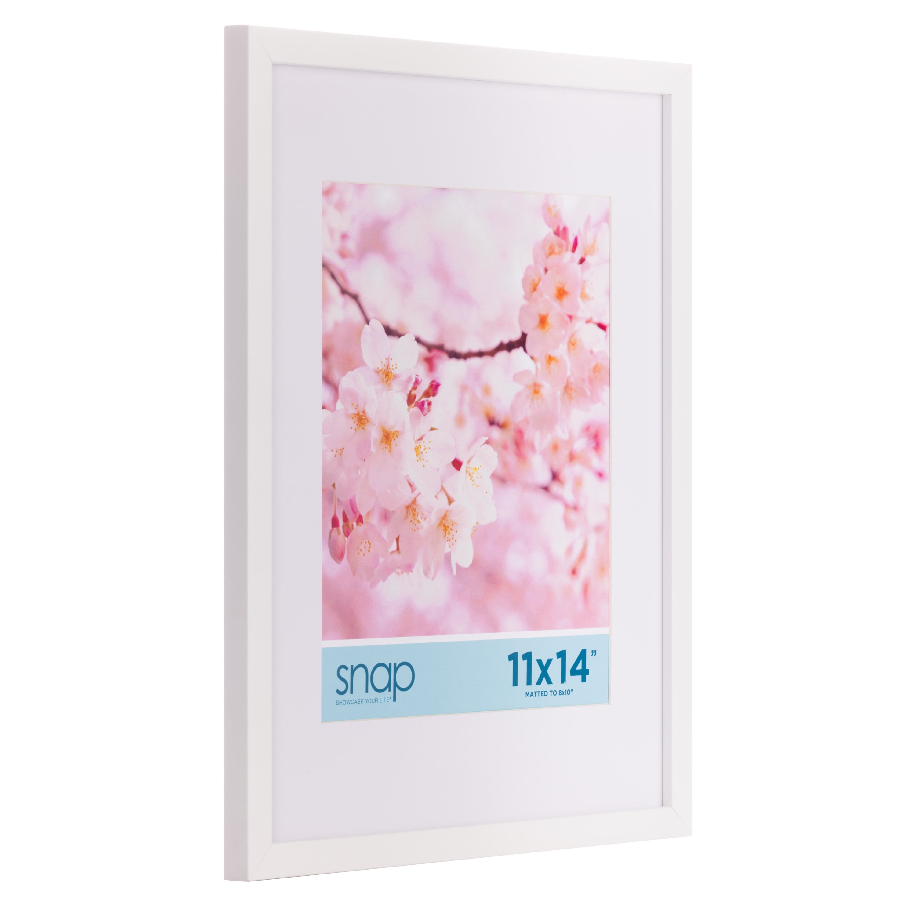 Snap 11"x14" White Wall Picture Frame - Single White Mat - Matted for 8"x10" Image - Rectangular White Poster Frame