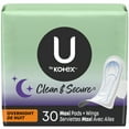 thumbnail image 1 of U by Kotex Clean & Secure Overnight Maxi Pads with Wings, 30 Count, 1 of 8