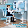 thumbnail image 4 of YNCE Kids Functional Desk and Chair Set, Ergonomic Height Adjustable Children School Study Desk with Book Stand, Storage Drawer and Metal Hook for Boys Girls, 4 of 10