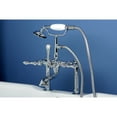 thumbnail image 2 of Kingston Brass CC104T1 Vintage 7" Center Deck-Mount Clawfoot Tub Faucet with Hand Shower, Polished Chrome, 2 of 8