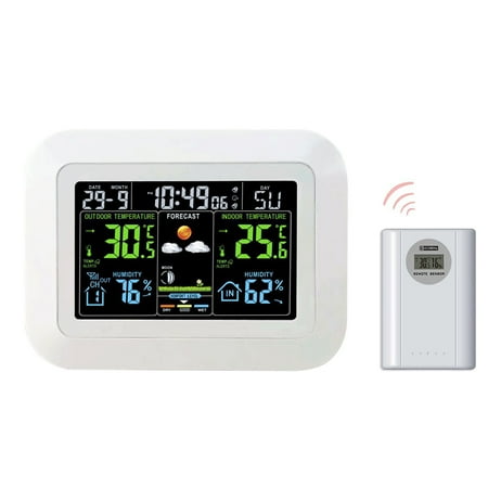 

Multifunctional Home/Office Weather Station Color Digital Display Clock Outdoor and Indoor Temperature Tester Hygrometer Weather forecast Table Clock