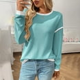 thumbnail image 3 of Lmnyox Fashion Long Sleeve Round Neck Shirts for Women Casual Solid Pullover Tee Basic Loose Blouses Tops, 3 of 4