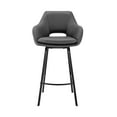 thumbnail image 4 of Armen Living Indoor Aura Gray Faux Leather and Black Metal Swivel 26" Counter Stool, 4 of 11