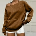 thumbnail image 2 of Resicozy Womens Crewneck Sweatshirt Off Shoulder Long Sleeve Pullover Top with Pockets Oversized Shirt Basic Clothes 2025 Brown XL, 2 of 7
