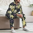thumbnail image 5 of Mens Pajamas Set, glod Eiffel Tower daisy Button Down Long Sleeve Loungewear Sleepwear Pjs sets for Men, 5 of 5