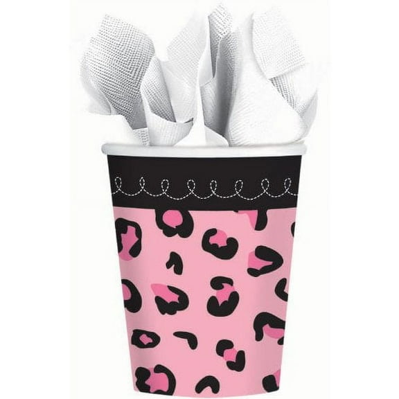 Sweet Safari Girl Jungle Animal Pink Baby Shower Party 9 oz. Paper Cups Hot/Cold