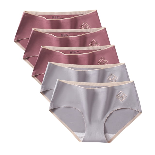 Harpily 2025 Intimates Clearance In With Non Underwear Color Solid 5PC Briefs Thin Mid Women's Waist