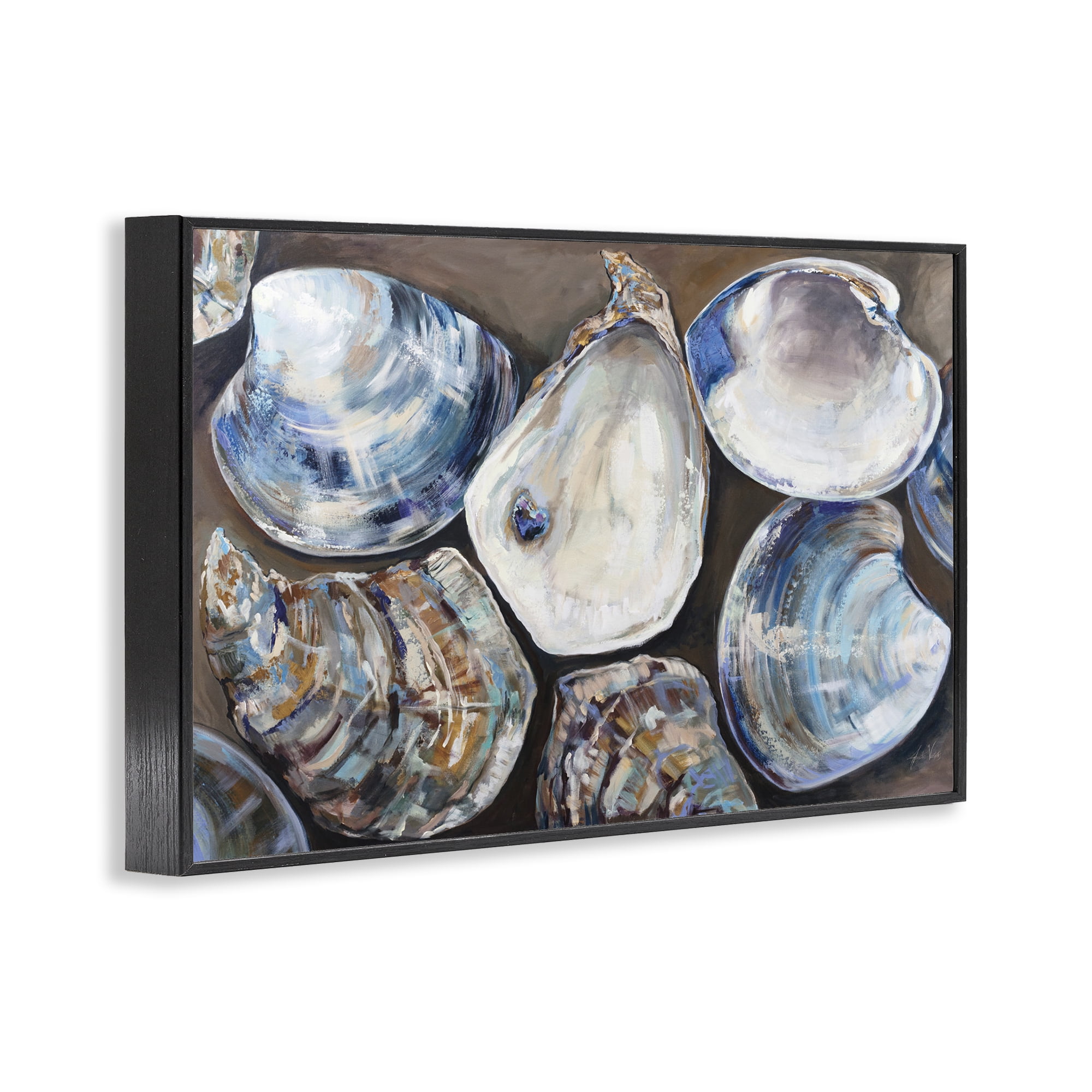 Stupell Industries Varied Seashell Shucks Animals & Insects Painting Black Framed Art Print Wall Art, 18 x 12
