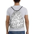 thumbnail image 2 of Drawstring Backpack, Men Ladies Waterproof Sports Backpack Gym Bag-Monster Doodle Pattern-Medium Size, 2 of 8