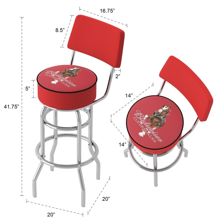 Budweiser Clydesdale Red Bar Stool, 360-Degree Swivel - Walmart.com