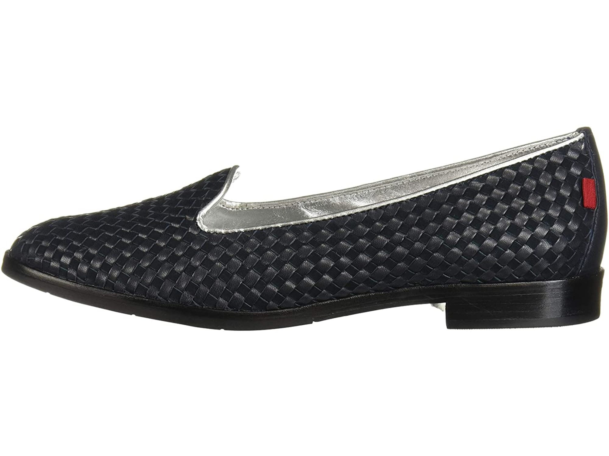 Marc Joseph New York Women's Shoes Columbus CR Weave Round Toe Loafers, Navy Nappa Weave