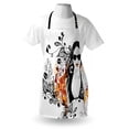 thumbnail image 3 of Teen Girls Apron Party Girl Glasses With Flowers Blossoms Ornamental Patterns Background Image, Unisex Kitchen Bib Apron with Adjustable Neck for Cooking Baking Gardening, Orange Black, by Ambesonne, 3 of 3