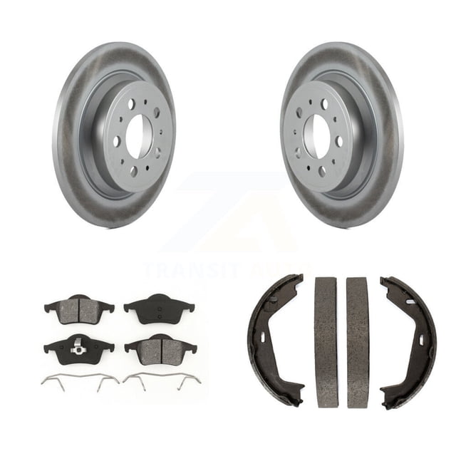 Transit Auto Rear Disc Coated Rotors Semi-Metallic Pads and Parking Brake Shoes Kit for Car Volvo XC70 S80 KGS-103180