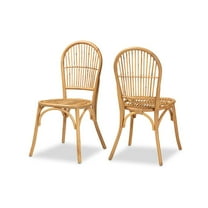 Baxton Studio Wina Modern Bohemian Natural Brown Rattan 2-Piece Dining Chair Set