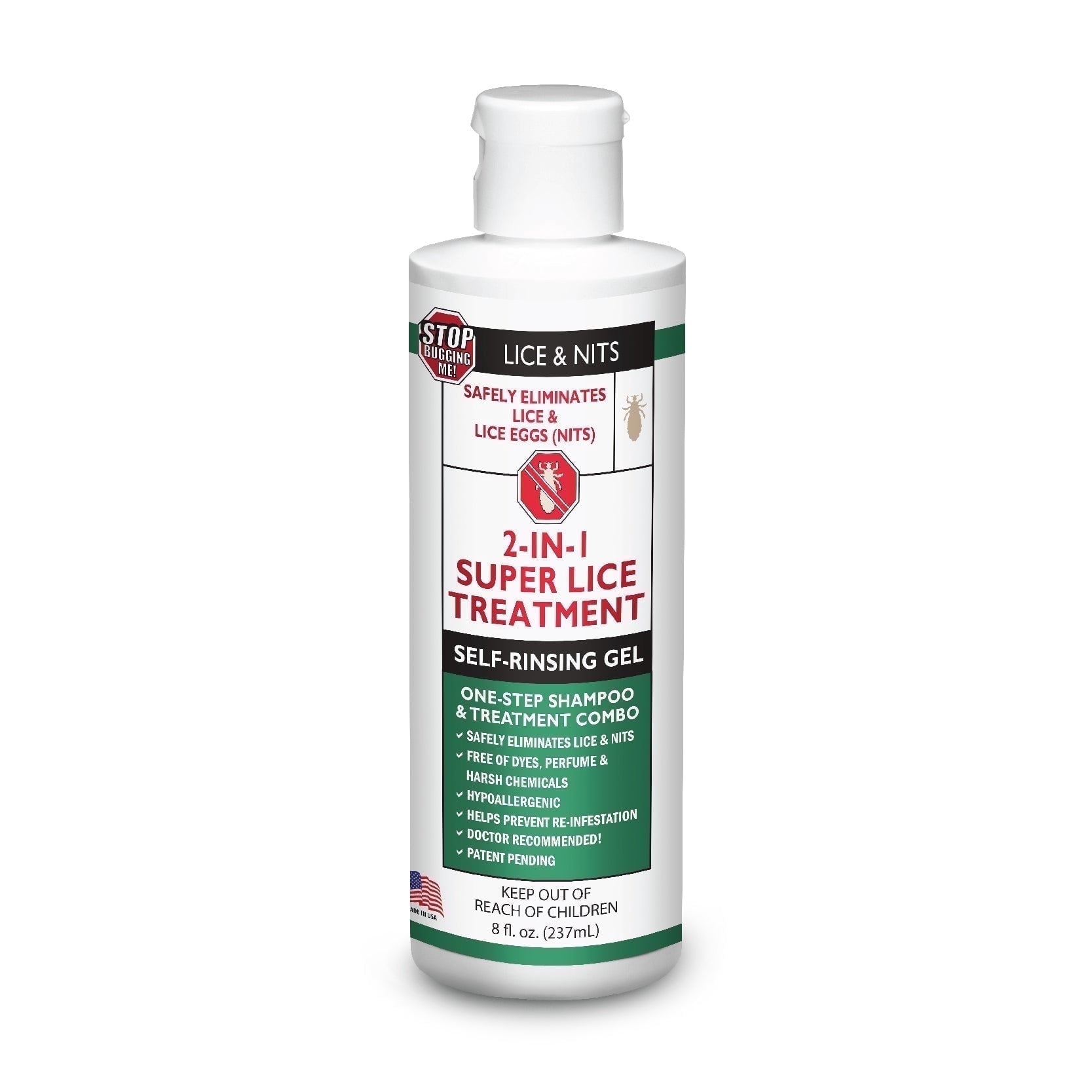 Stop Bugging Me Maximum Strength Lice Treatment Shampoo for Lice & Eggs – Fast-Acting, All-Natural, Poison Free | Indoor Use | Gel Shampoo | 8 oz - 774482-C