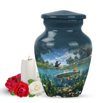 Yatskia Fishing Small Urns for Human Ashes Keepsake, Cremation Burial Urns for Adult Ash, Mini Memorial Urn for Ashes Adult Male, (Classic Pack of 1, 3 Inch)
