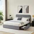 thumbnail image 3 of VECELO Full Upholstered Platform Bed Frame with 4 Storage Drawers and Adjustable Headboard, Wooden Slats Support, No Box Spring Needed, Dark Gray, 3 of 7