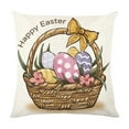 thumbnail image 3 of Under $5 18x18 Pillow Covers Easter Pillow Cover 18X18 Inches Colored Eggs Spring Art Textured Linen Pillow Cover's For Home Sofa Couch Decoration, 3 of 6