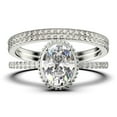 thumbnail image 1 of Gorgeous Minimalist 2.50 Carat Oval Cut Diamond Moissanite Engagement Ring, Floral Wedding Ring, Two Matching Band in 10k Solid White Gold, Gift For Her, Promise Ring, Anniversary Ring, 1 of 4