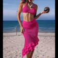 thumbnail image 4 of Traje de Baño de Dos Piezas de Crochet para Mujer, Top de Bikini de Cintura Alta con de . Rosa Roja L, 4 of 8