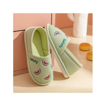 

Eloshman House Slippers for Women Ladies Wide Width Lightweight Slip On Home Bedroom Comfort Flat Warm Shoes Light Green 5.5-6
