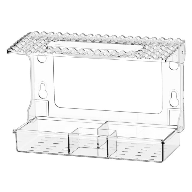 Transparent Window Mount Bird Feeder with Powerful Suction Cups for Outdoor Observation and Garden Decoration