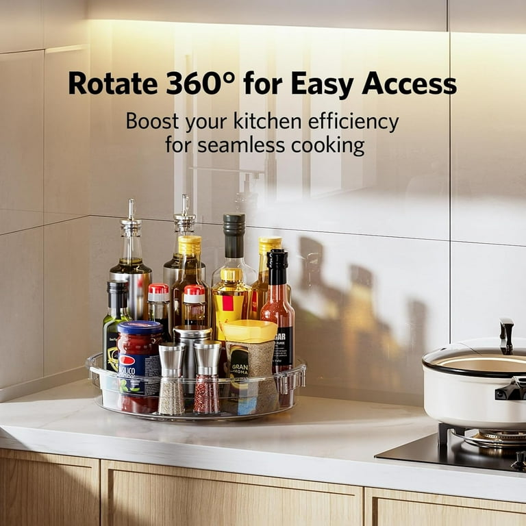 Lazy Susan Trasparenti - Set Di 4 Giradischi Rotanti Per Armadio, 22,5 Cm, In Plastica Senza BPA, Per Cucina E Dispensa - 2