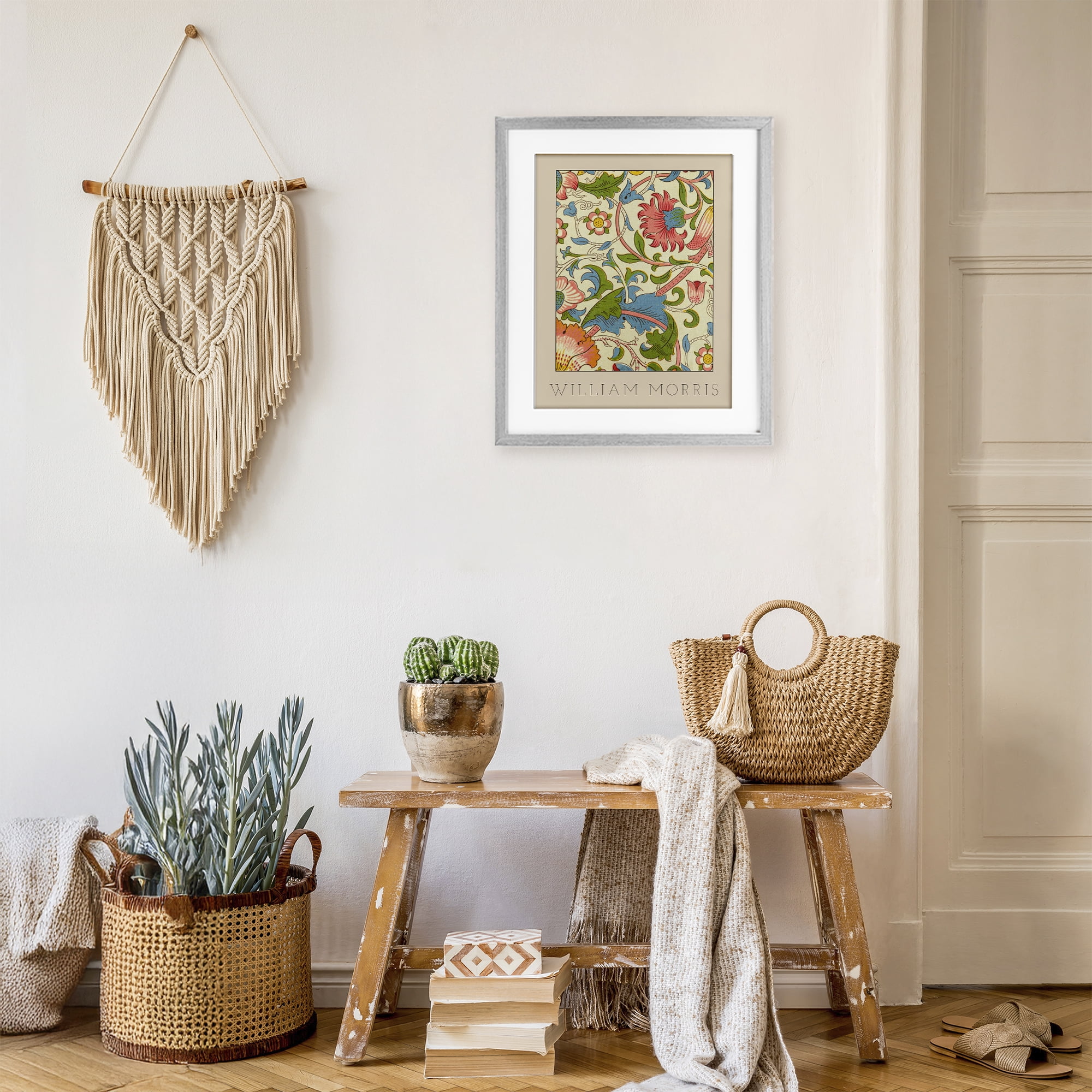 Stupell Industries Stylish Boho Classic Flowers Gray Framed Print Under Glass, design by Lil' Rue