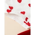 thumbnail image 6 of Aunavey 3Pcs My First Valentines Day Baby Girls Outfit Long Sleeve Romper Heart Bell Bottoms Headband, 6 of 8
