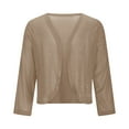 thumbnail image 5 of dazeni Gilrs Sparkly Sequin Bolero Jacket Trendy Cropped Cardigan Blazer Bolero Shrugs Open Front Glitter Jacket for Evening Dress Khaki 13 Years, 5 of 8