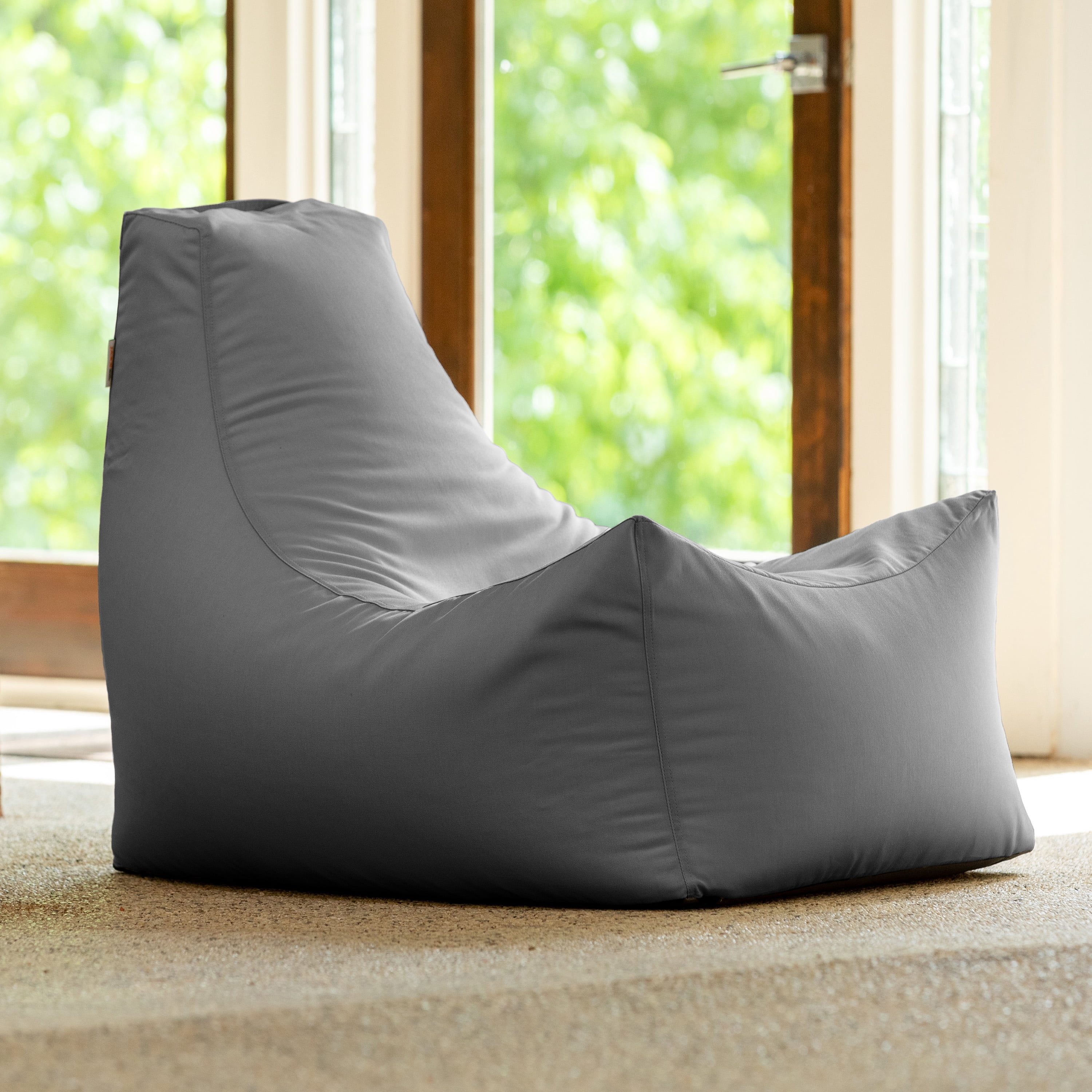 Jaxx Juniper Outdoor Bean Bag Patio Chair & Poolside Lounge, Charcoal Sunbrella