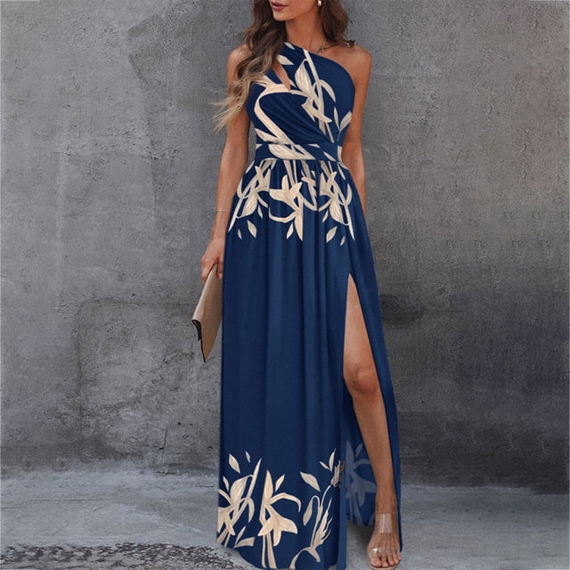 SMihono Robe d'Été pour Femmes Grande Taille Robe Sans Manches Asymétrique Décontractée Mode Fête Quotidienne Élégante Imprimée