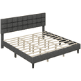 thumbnail image 4 of Renwick King Platform Bed Frame with Square Tufted Headboard, Dark Gray, 4 of 10