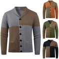 thumbnail image 5 of ZCFZJW Men's Color Block Knitwear Button Down Shawl Collar Cardigan Sweater with Pockets Lightweight Casual Fall Winter V Neck Cable Knit Pullover Sweater Tops Gray XXL, 5 of 8
