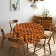 thumbnail image 3 of Halloween Round Table Cloths 60 inch Pumpkin Circular Tablecloth Orange Buffalo Plaid Circle Table Cloths for Dining Tables Decoration Ollipop Candy Fall Autumn, 3 of 6