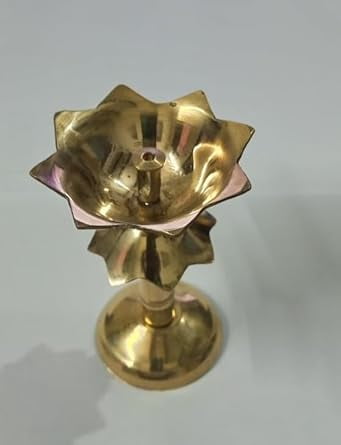 2 PCS Brass Oil LAMP Flower Design Diya Diwali Item