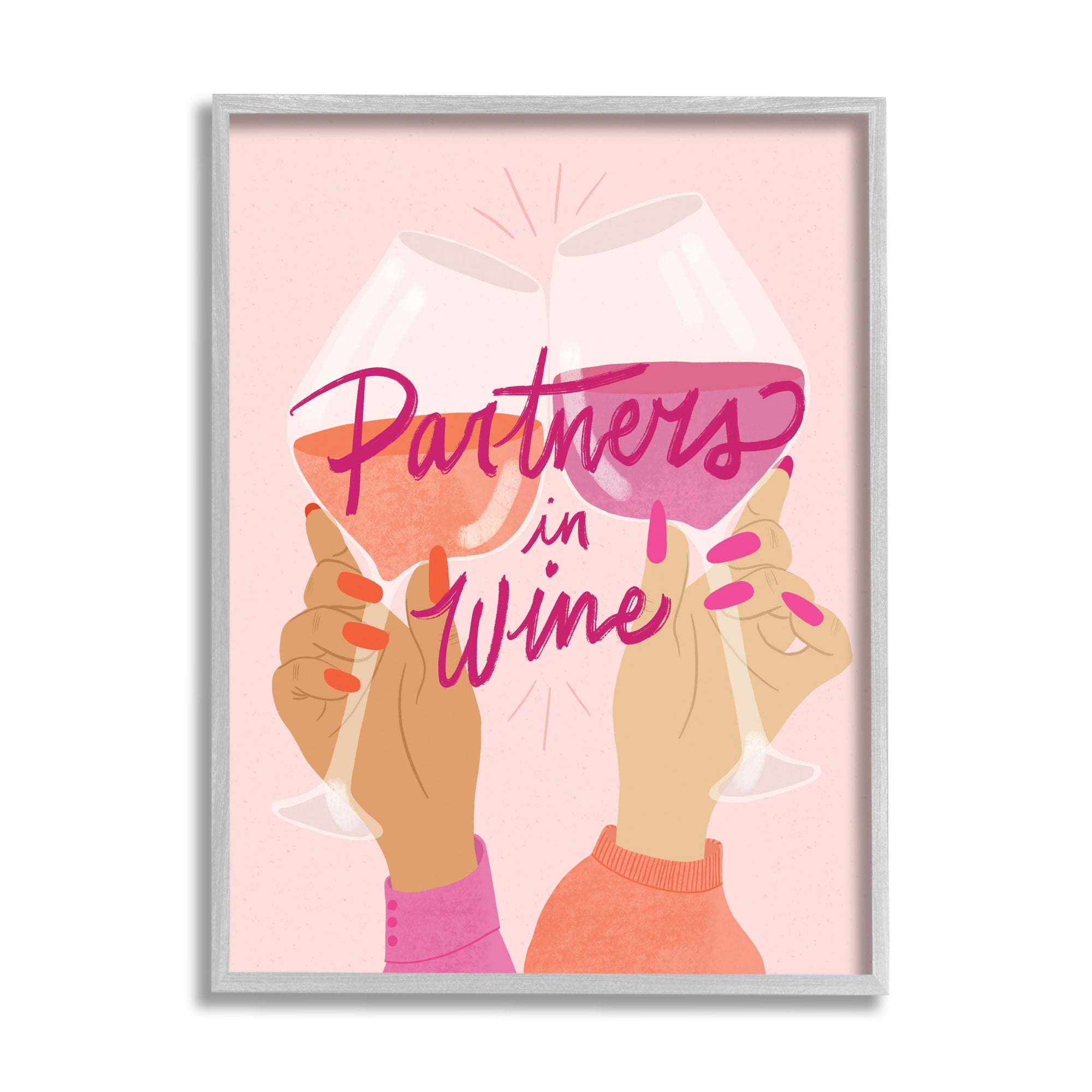 Stupell Industries Wine Partners Text Glam Sassy Friends Calligraphy Framed Wall Art, 11 x 14, Design by EmmaKisstina