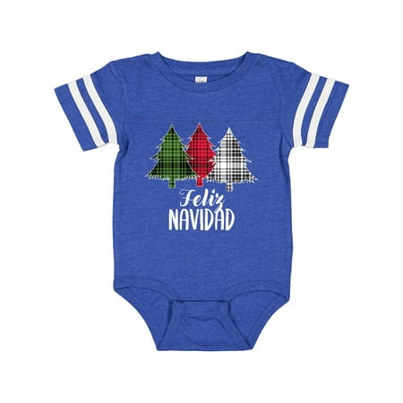 

Inktastic Feliz Navidad Plaid Trees Gift Baby Boy or Baby Girl Bodysuit