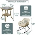 thumbnail image 4 of FURNITURE ONE 3-Piece Patio Conversation Bistro Set, Outdoor Wicker Rocking Chair Set Furniture with Round Tempered Glass Top Table & 2 Rattan Armchairs for Garden, or Backyard, 4 of 5