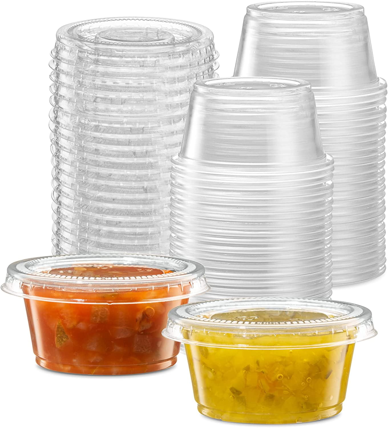 130 Sets - 2 Oz ] Jello Shot Cups, Small Plastic Containers with Lids,  Airtight and Stackable Portion Cups, Salad Dressing Container, Dipping Sauce  Cups, Condiment Cups for Lunch, Party to Go, Trips 