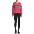thumbnail image 2 of Heart N Crush Women’s Pattern Zip Pullover Sweater, 2 of 5