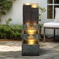 thumbnail image 3 of 39.3”Water Fountain Outdoor Modern Floor-Standing Fountain Indoor with LED Lights and Pump Waterfall Fountain for Garden, House, Office, Garden, Patio and Home Art Décor, 3 of 14