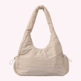 thumbnail image 5 of Bolso Hobo elegante para mujer, bolso informal acolchado de Color sólido para niñas, bolso de viaje (blanco), 5 of 5