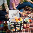 thumbnail image 5 of FORMRS Insulated Cooler Bag 24 Cans Capacity Soft Leakproof Lunch Box with Side Pockets, Green Geometric, 5 of 7