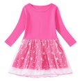 thumbnail image 3 of COM1950s Robe Longue avec Manches, Robe en Coton à Manches Longues et Col Rond pour Filles avec Empiècements en Mesh, Jupe Décontractée Ample et Confortable, Robe d'Été Décontractée, 3 of 4